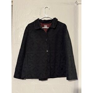 J. Jill Damask Blazer Jacket Women's Navy Size 14P Floral Pattern With Pockets